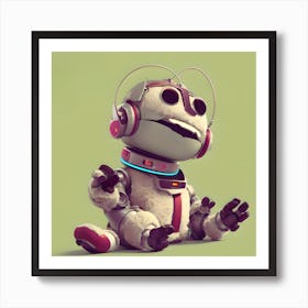 Robot With Headphones Art Print