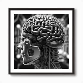 Human Brain With Artificial Intelligence 32 Art Print