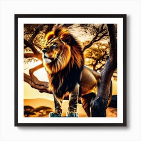 Lion At Sunset 4 Art Print