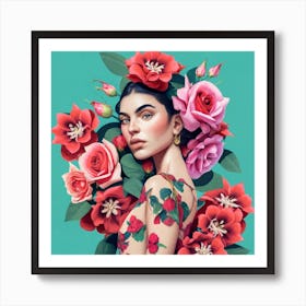 Roses And Tattoos Art Print