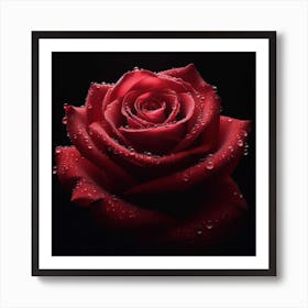 Rose With Water Droplets Art Print