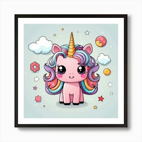 Unicorn With Rainbow Mane 55 Art Print