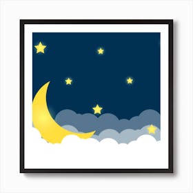 Moon And Stars 4 Art Print