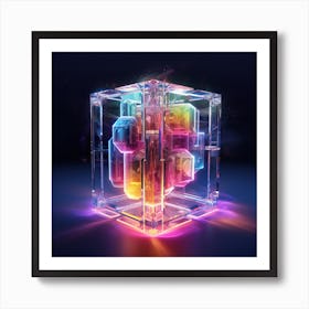 Neon Cube Art Print