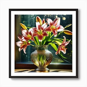 Lilies In A Vase 8 Art Print