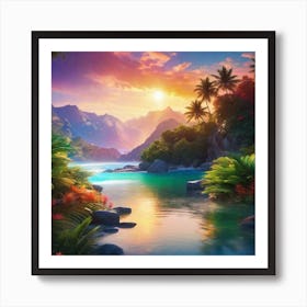 Sunset In The Jungle 3 Art Print