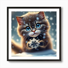 Snowflake Kitten Art Print