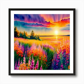 Sunset In The Meadow 2 Art Print