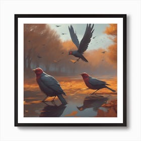 Birds In Autumn 1 Art Print