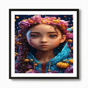 Girl With A Flower Crown Art Print