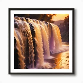 Waterfalls At Sunset Art Print