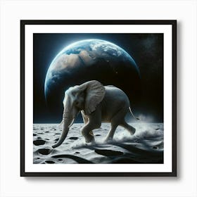 An Elephant On The Moon Art Print