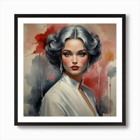 Of A Woman With Gray Hair Art Print