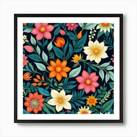 Floral Seamless Pattern 12 Art Print