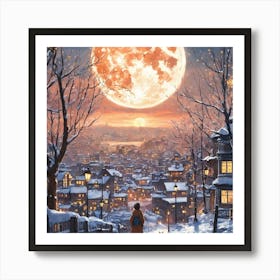 Full Moon In The Snow Art Print