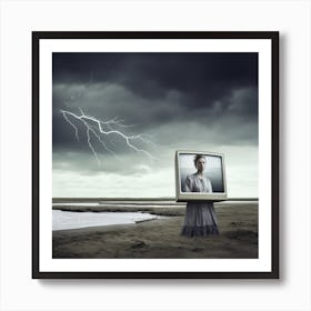 Tv On The Beach Art Print