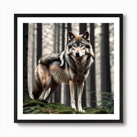 Wolf In The Forest 48 Art Print