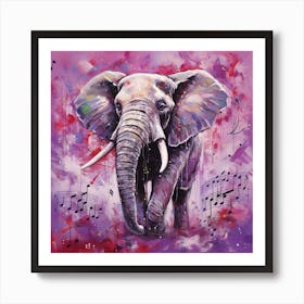 Elephant - Music Notes 1 Art Print