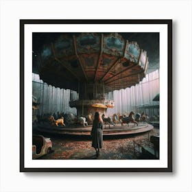 Abandoned Carousel Art Print