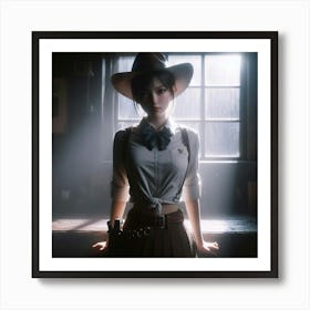 Girl In A Cowboy Hat 1 Art Print