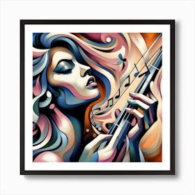 Girl Playing Guitar Art Print