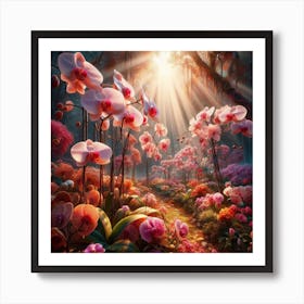 Orchids In The Garden Art Print