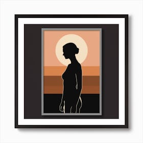 Silhouette Of A Woman At Sunset 6 Art Print