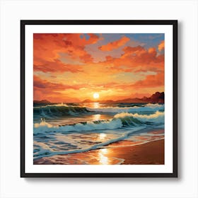 Sunset On The Beach 11 Art Print