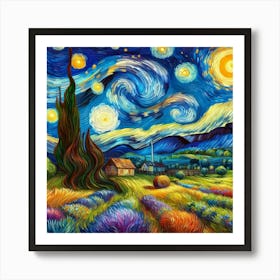 Starry Night at Dreams Farm - Van Gogh Style Art Print