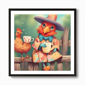 Rooster And Chicken 1 Art Print