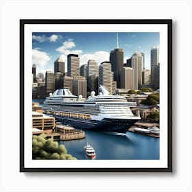 Cruise Ship Docked In Harbour Art Print