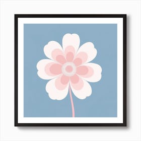 A White And Pink Flower In Minimalist Style Square Composition 543 Art Print