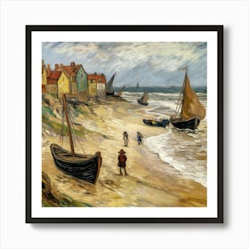 Boats On The Beach 1 Art Print