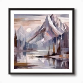 Firefly An Illustration Of A Beautiful Majestic Cinematic Tranquil Mountain Landscape In Neutral Col (4) Art Print