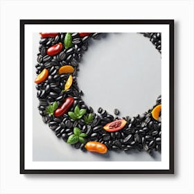 Black Coffee Bean Wreath Art Print