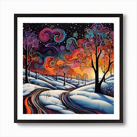 Winter Landscape Painting 1 Art Print