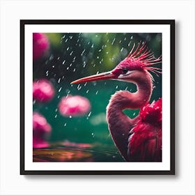 Long Necked Red Bird of the Tropical Lagoon Art Print