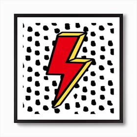 Red & Yellow Light Bolt Square Art Print