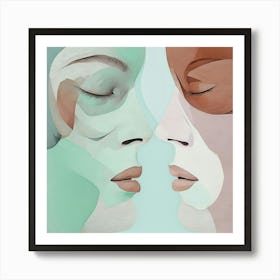 2 Destorted Abstract Faces Coming Togeather As One Image Art Print