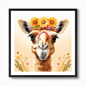 Floral Baby Camel Nursery Illustration (31) Art Print