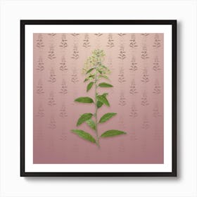 Vintage Green Cestrum Botanical on Dusty Pink Pattern n.1382 Art Print