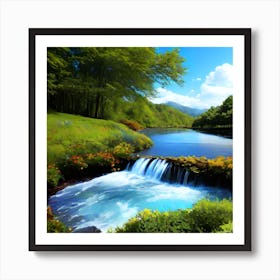 Waterfall In The Forest 26 Art Print