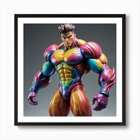 A Giant Colorful Muscular Boy Figurine Rendered In The Distinctive Style Of Toonami The Figurine Is 2 Art Print