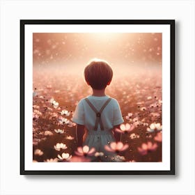 Little Boy In A Field Of Flowers 1 Art Print