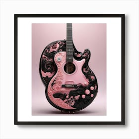 Rhapsody in Pink and Black Guitar Wall Art Collection 2 Art Print