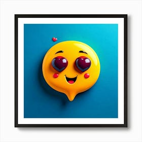 Firefly Heart Eyes Emoji, Emoji, Speech Bubble, Love, Adoration, Blue Background, Symbol, Affection, (7) Art Print