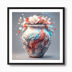 Abstract Vase in a form of crystals and crisp of glass Art Print