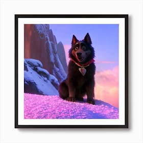 Dog In Snow Art Print