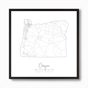 Oregon Minimal Street Map Square Art Print