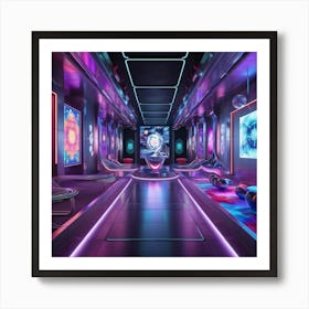 Futuristic Train Interior Art Print